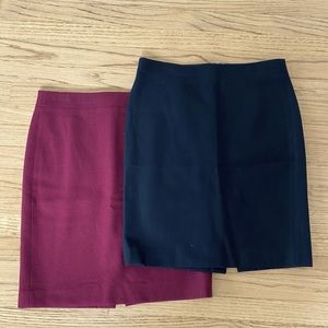 J. Crew Wool Pencil Skirts (2) Black & Burgundy